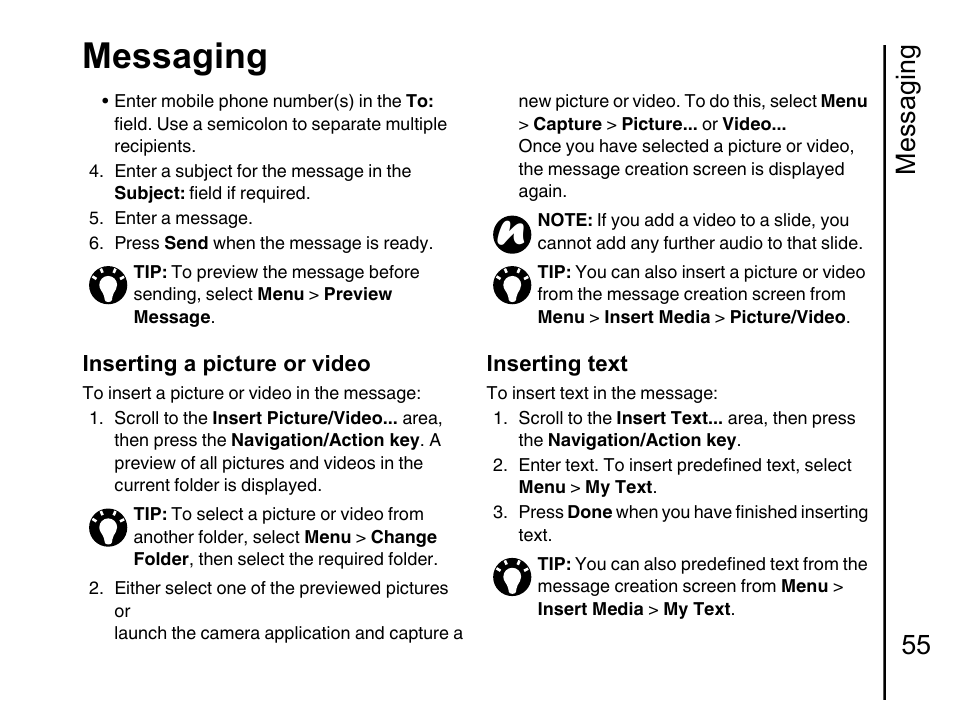 Messaging, Messaging 55 | Toshiba Portege G710 User Manual | Page 56 / 140