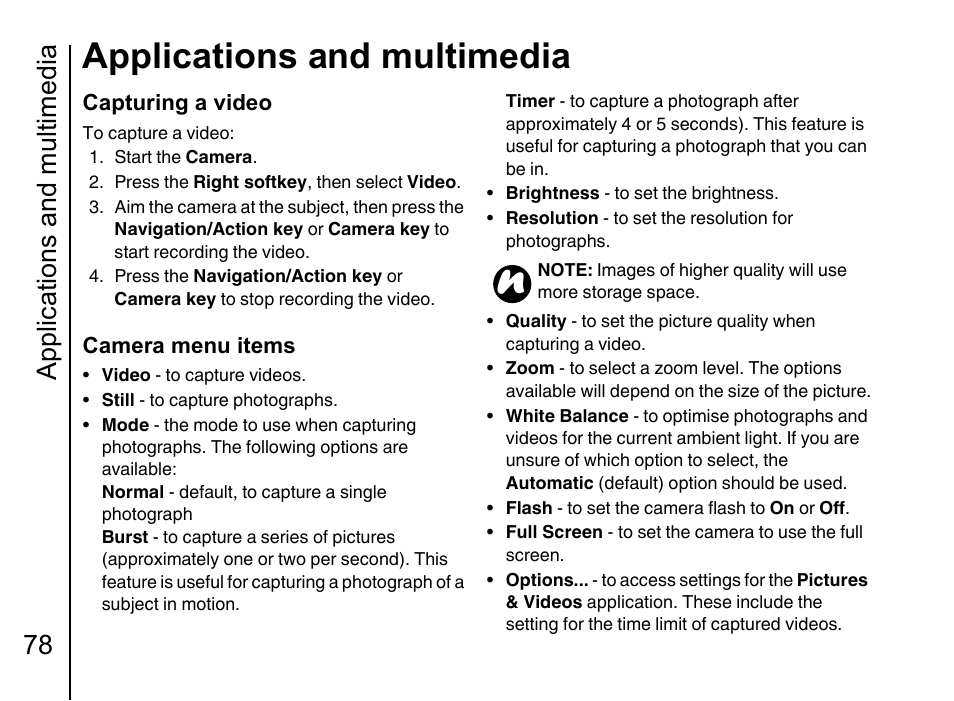 Applications and multimedia, Applications and multimedia 78 | Toshiba Portege G710 User Manual | Page 79 / 140