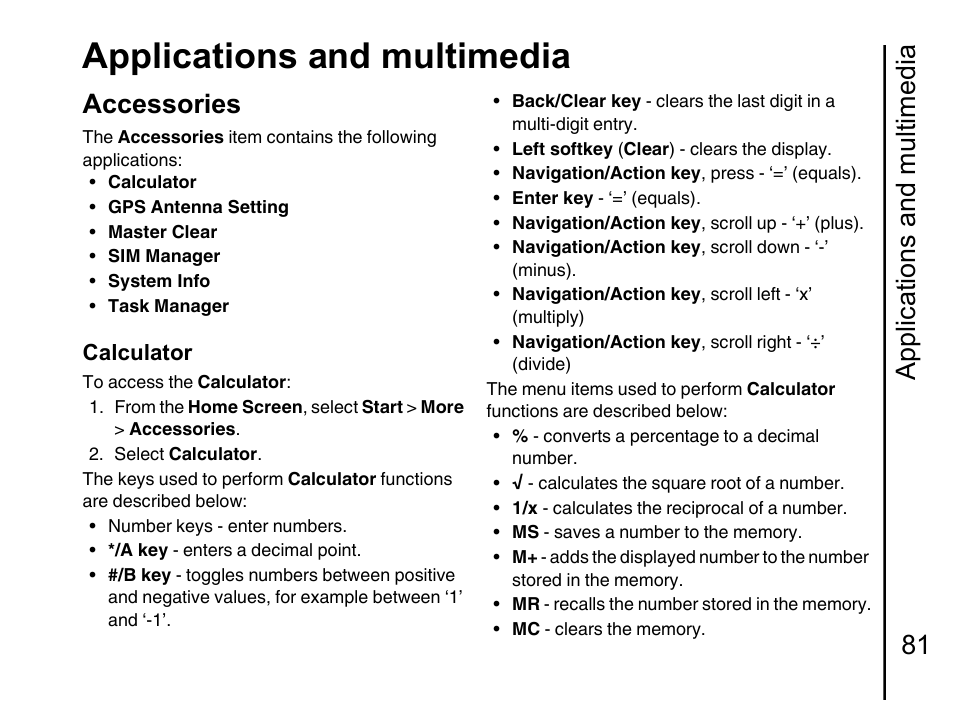 Accessories 81, Applications and multimedia, Applications and multimedia 81 | Accessories | Toshiba Portege G710 User Manual | Page 82 / 140