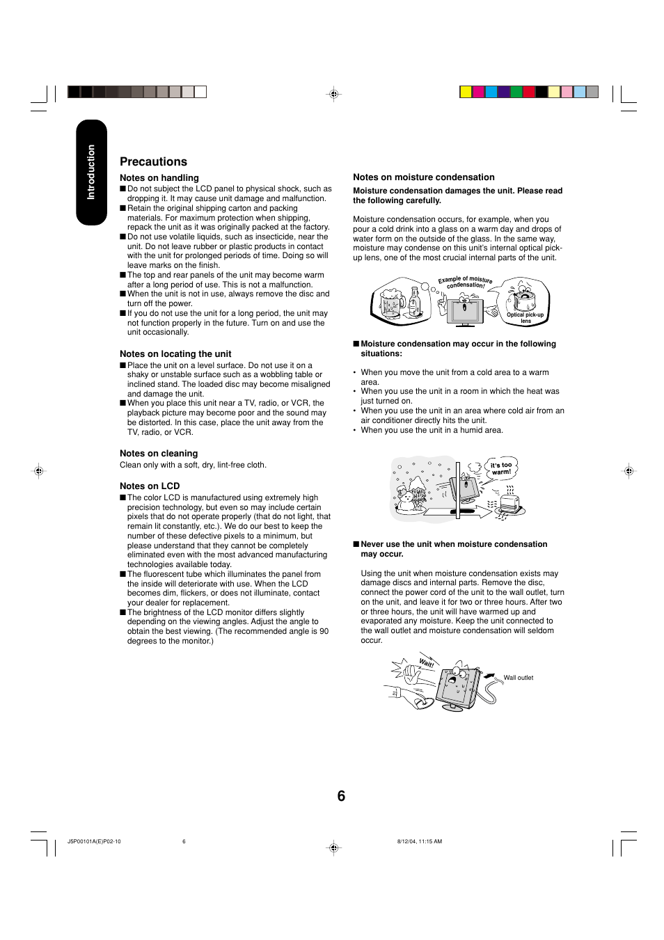 Precautions | Toshiba 23HLV84 User Manual | Page 6 / 68