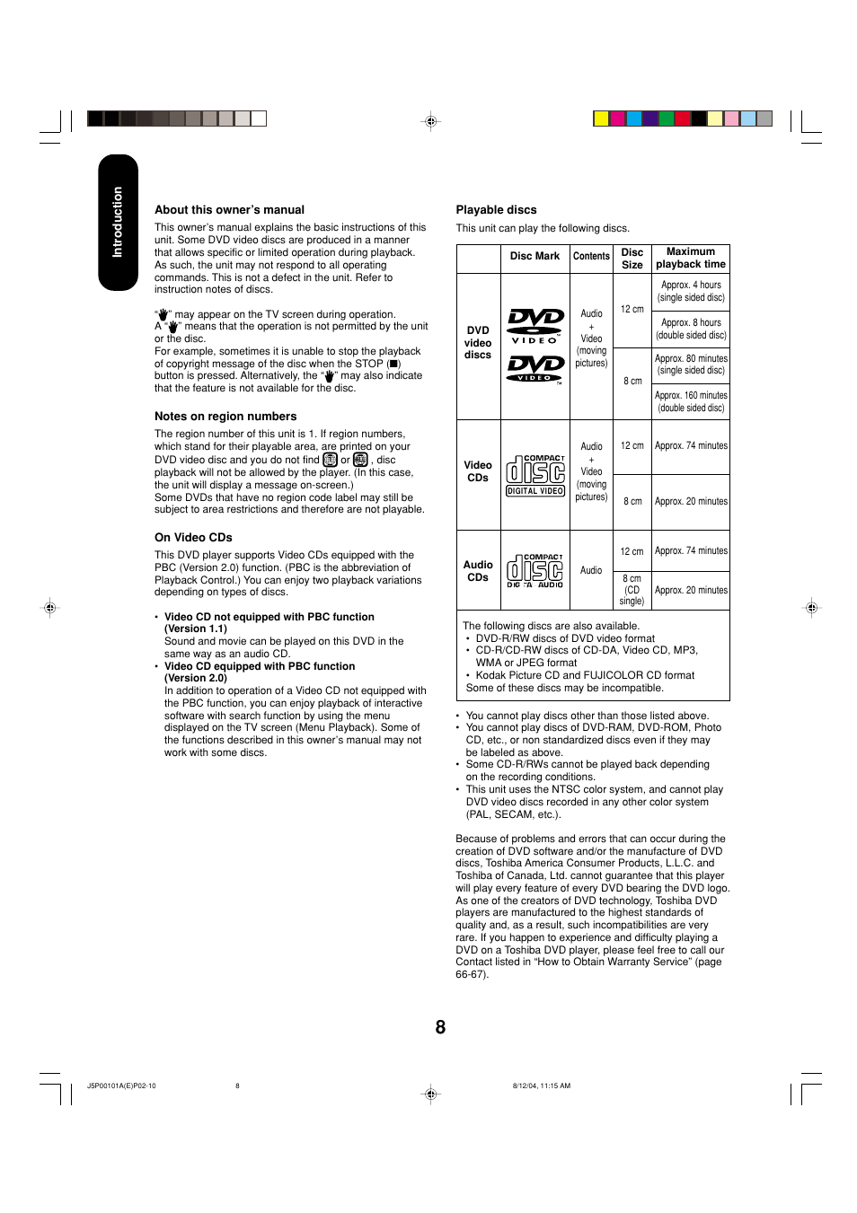 Toshiba 23HLV84 User Manual | Page 8 / 68