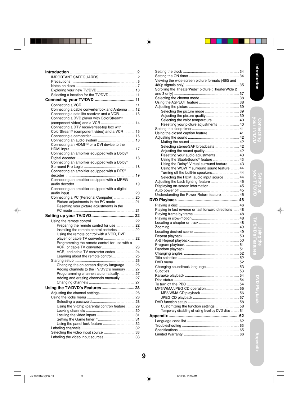 Toshiba 23HLV84 User Manual | Page 9 / 68