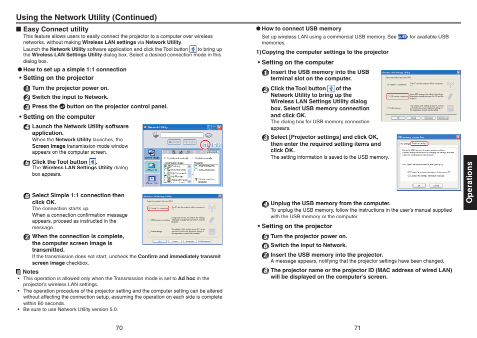 Operations, Using the network utility (continued) | Toshiba TDP-EX20 User Manual | Page 36 / 50