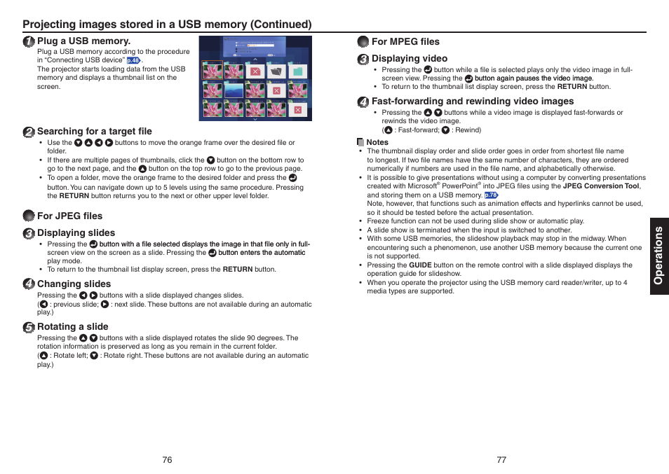 Operations 1 | Toshiba TDP-EX20 User Manual | Page 39 / 50
