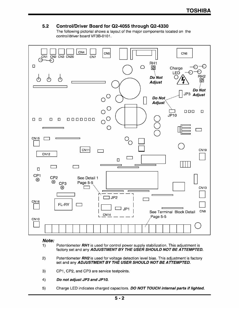 2 control/driver board for q2-4055 through q2-4330, Toshiba | Toshiba Q-Flowsaver II User Manual | Page 20 / 107