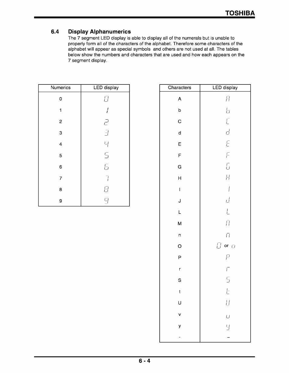 4 display alphanumerics, Display alphanumerics -4, Toshiba | N1 1, Li y | Toshiba Q-Flowsaver II User Manual | Page 30 / 107