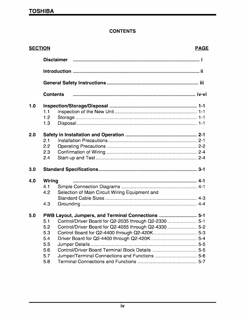 Toshiba Q-Flowsaver II User Manual | Page 5 / 107
