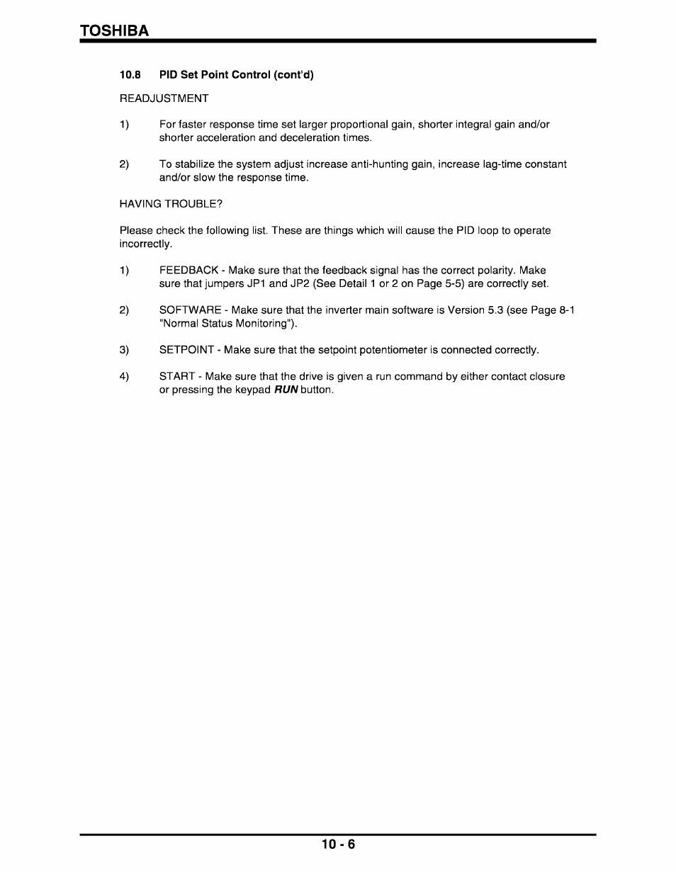 Toshiba, 8 pid set point control (cont'd) | Toshiba Q-Flowsaver II User Manual | Page 59 / 107