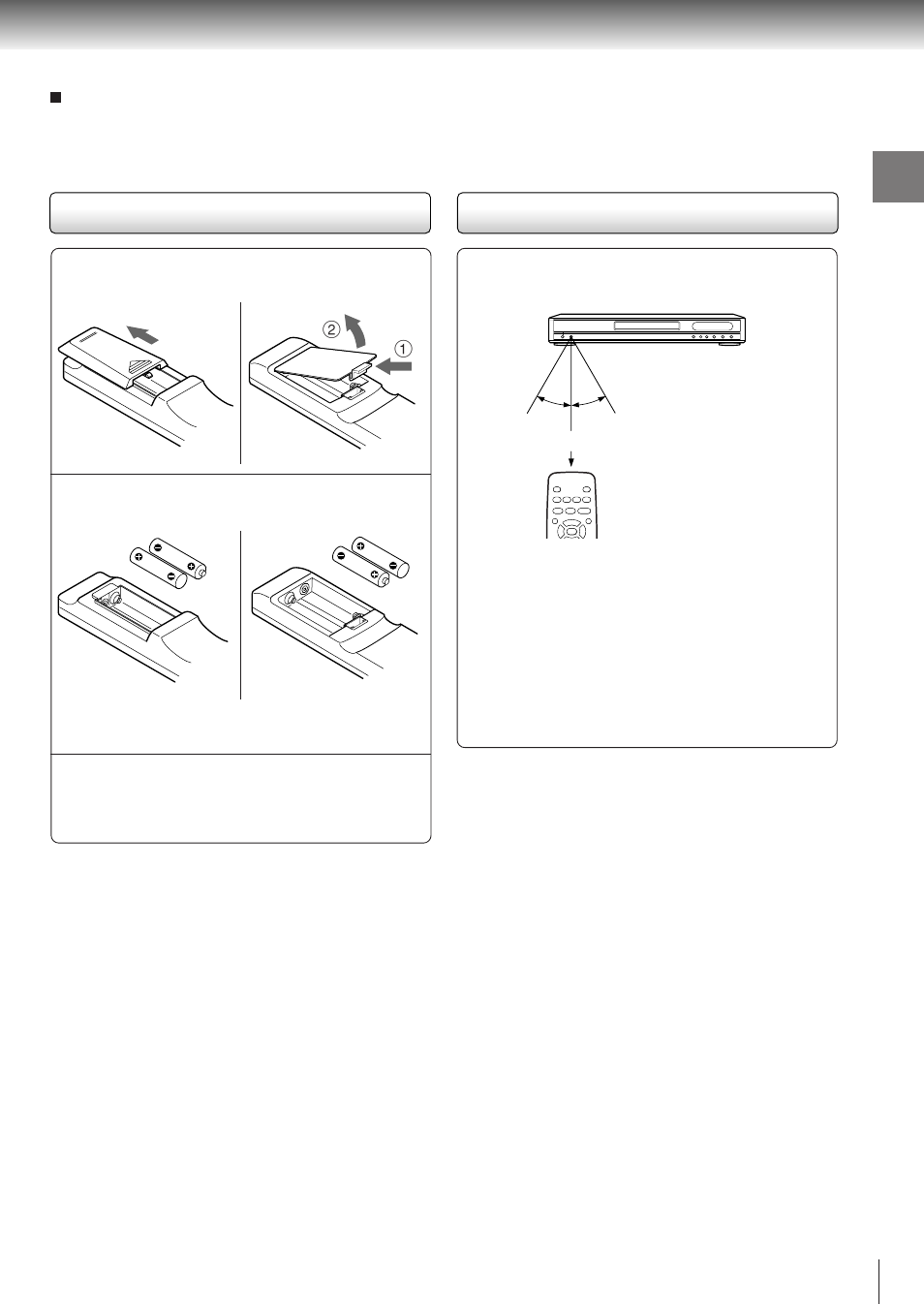 Operating with the remote control, Loading batteries | Toshiba SD-310V User Manual | Page 15 / 59