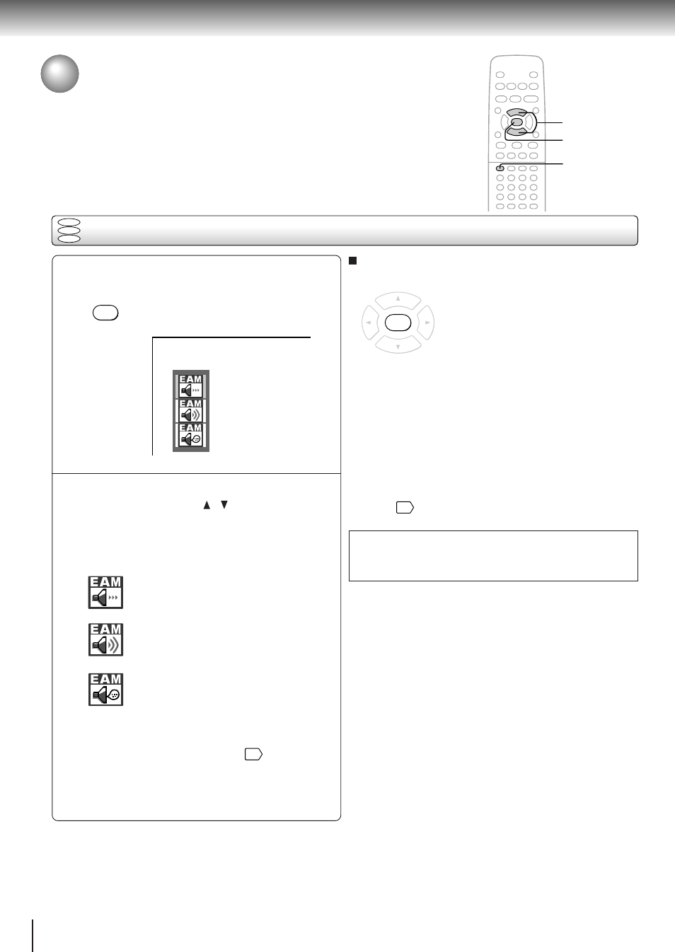 Selecting the sound enhancement (e.a.m.*), Selecting the sound enhancement | Toshiba SD-310V User Manual | Page 38 / 59