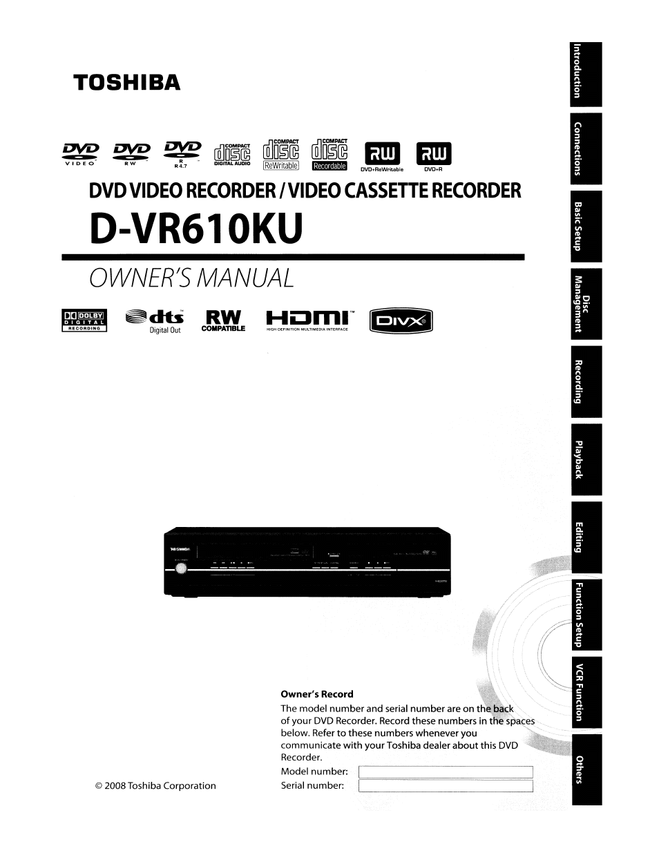 Toshiba D-VR610KU User Manual | 117 pages