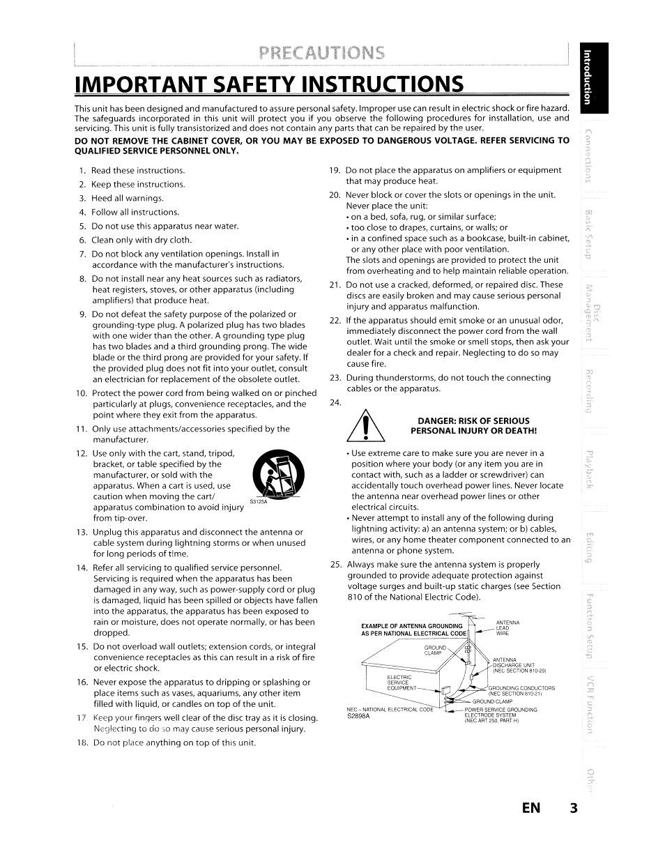 Important safety instructions | Toshiba D-VR610KU User Manual | Page 3 / 117