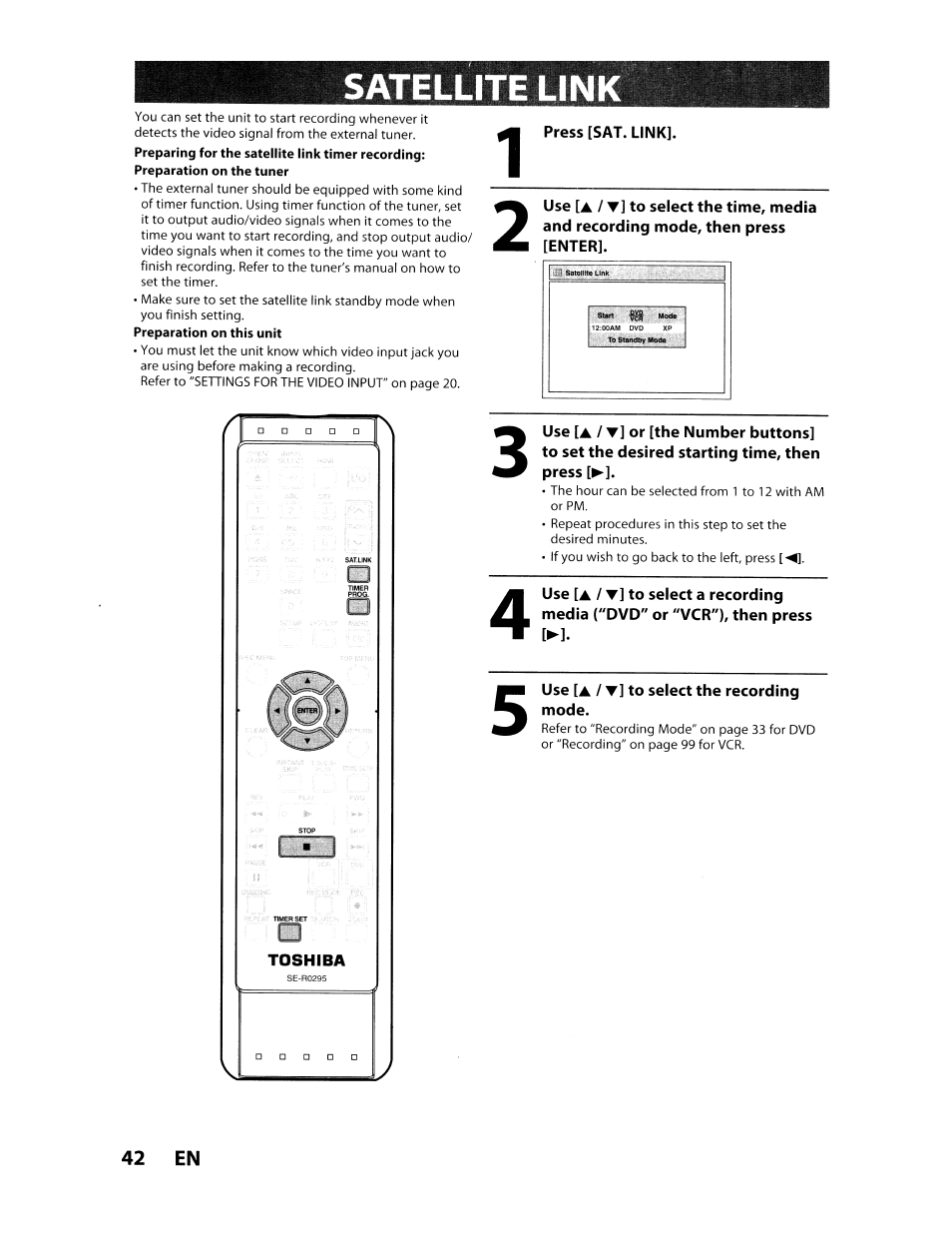 Satellite link | Toshiba D-VR610KU User Manual | Page 42 / 117