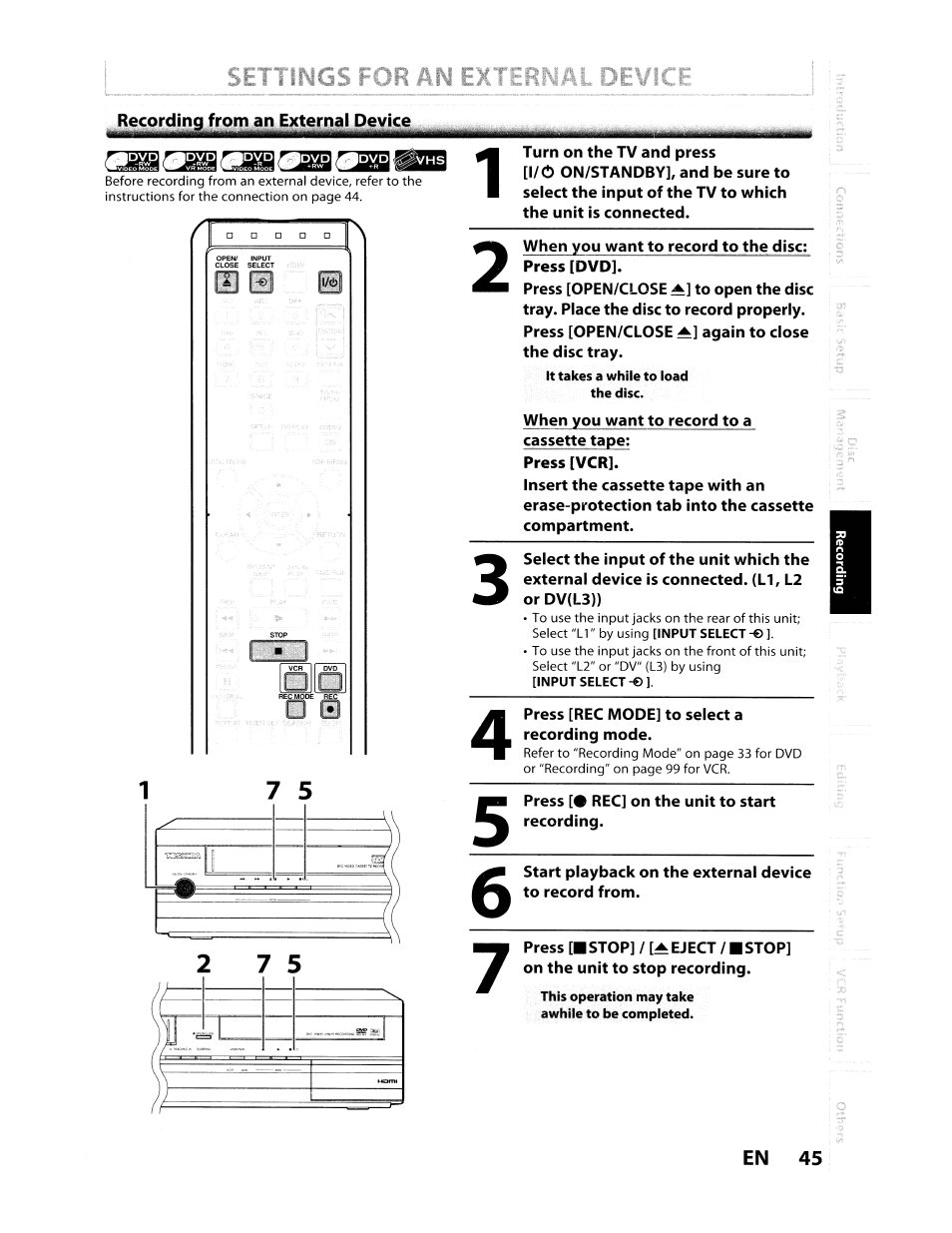Toshiba D-VR610KU User Manual | Page 45 / 117