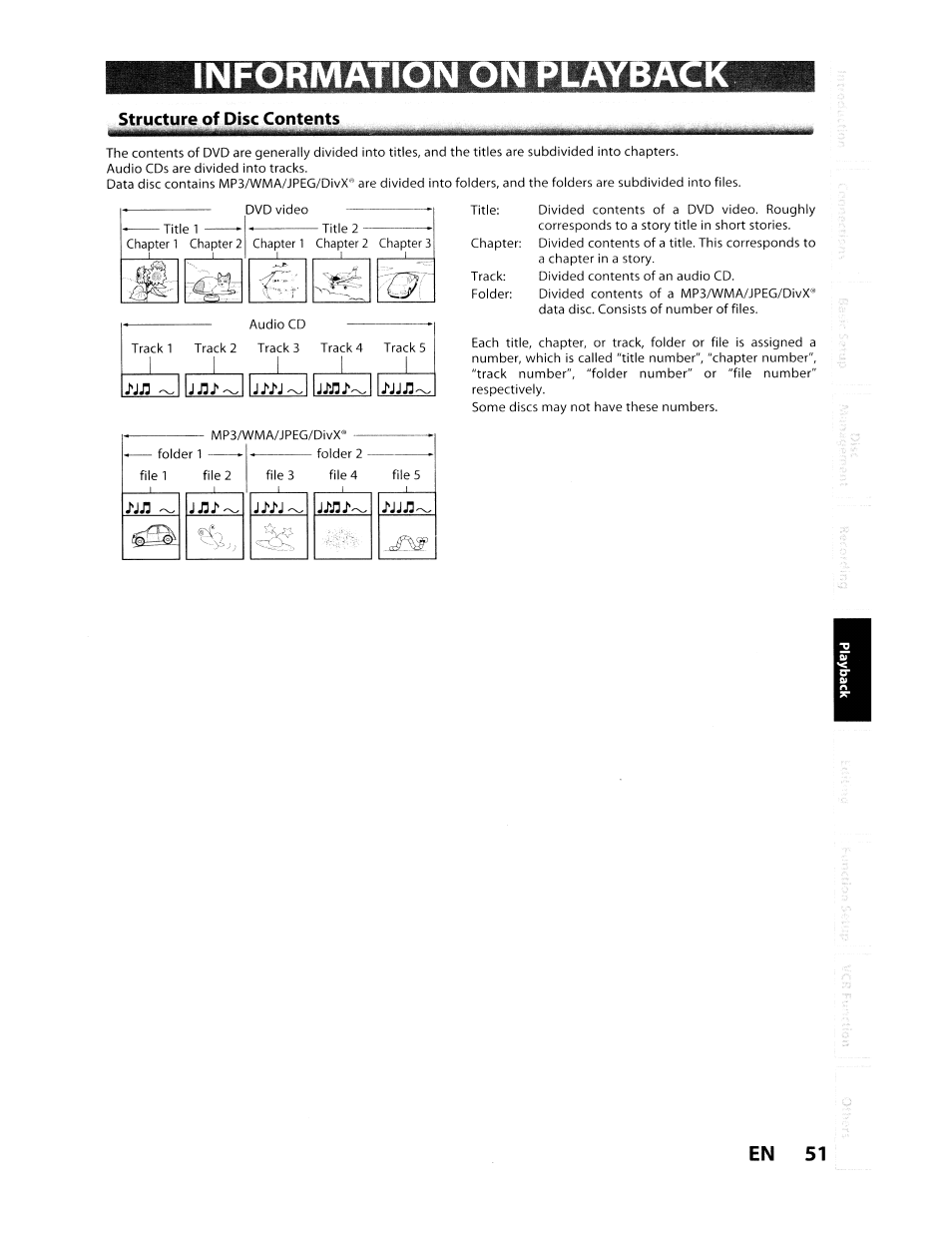 J'jjj ^ j\w, Structure of disc contents, En 51 | Toshiba D-VR610KU User Manual | Page 51 / 117