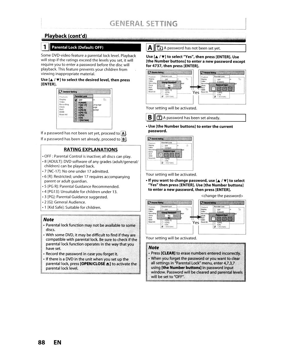 88 en, Playback (cont'd), B b s b | Clear, The number buttons | Toshiba D-VR610KU User Manual | Page 88 / 117