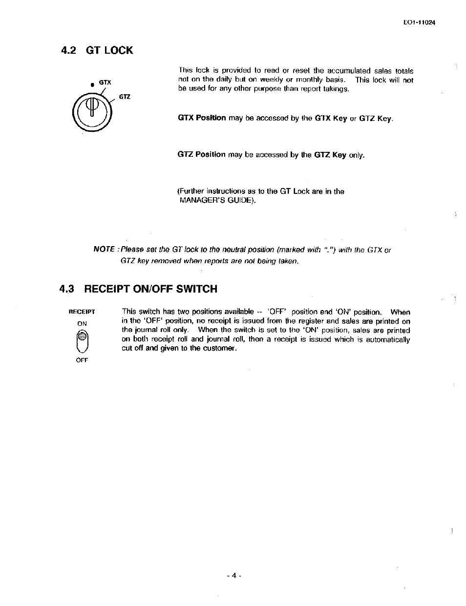 2 gt lock, 3 receipt on/off switch | Toshiba TEC MA-1600-100 User Manual | Page 10 / 157