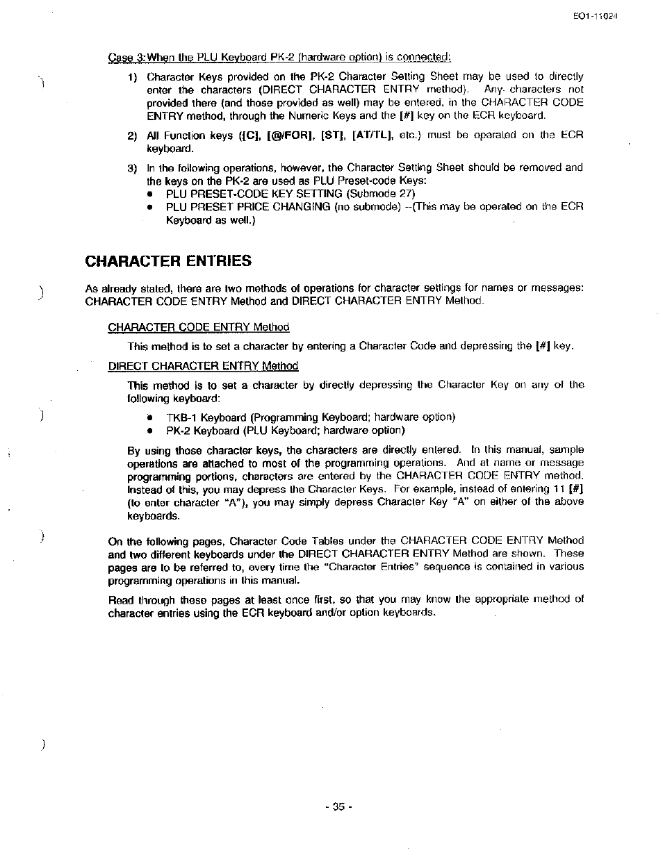 Character entries | Toshiba TEC MA-1600-100 User Manual | Page 105 / 157