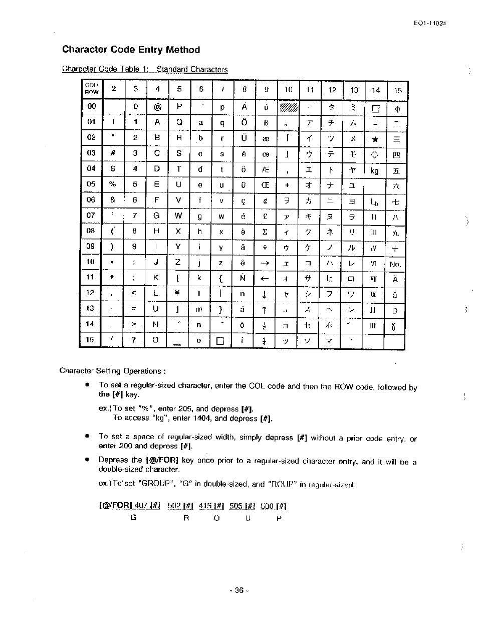 Character code entry method | Toshiba TEC MA-1600-100 User Manual | Page 106 / 157