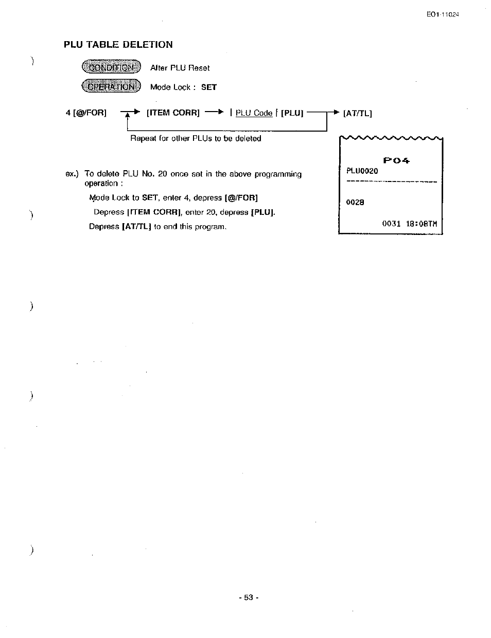 Plu table deletion | Toshiba TEC MA-1600-100 User Manual | Page 123 / 157