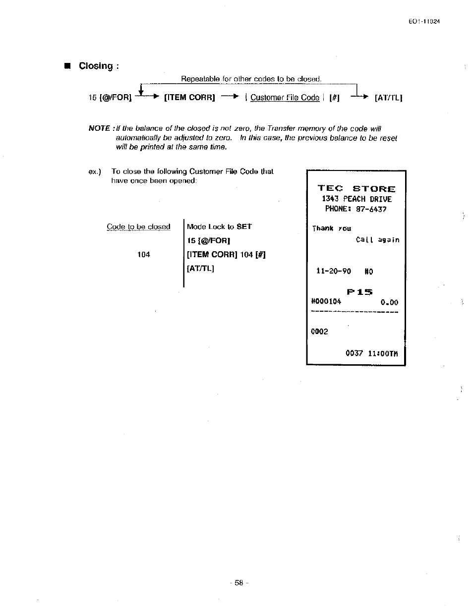 Closing | Toshiba TEC MA-1600-100 User Manual | Page 128 / 157