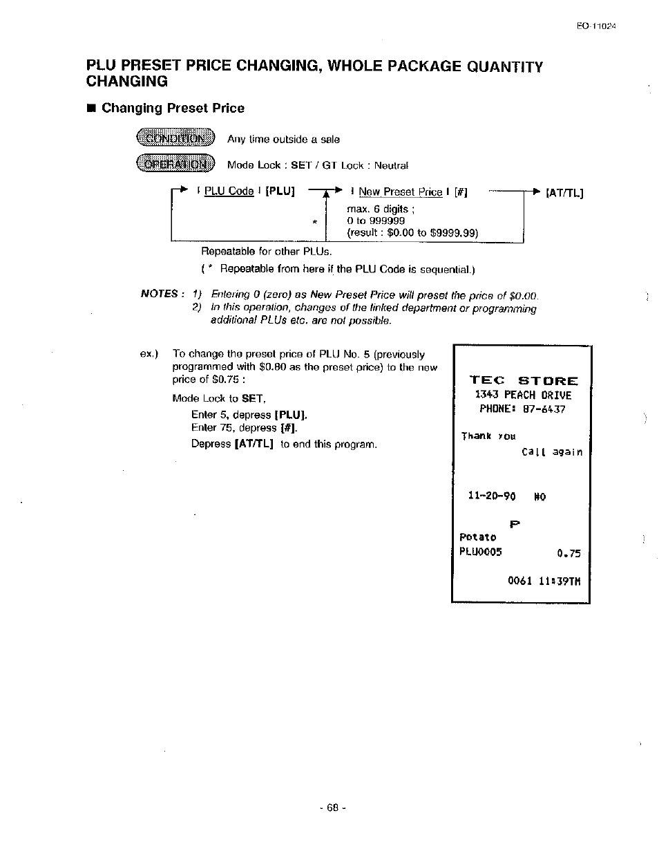 Changing preset price | Toshiba TEC MA-1600-100 User Manual | Page 138 / 157