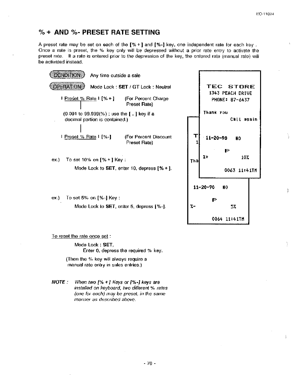 And %- preset rate setting | Toshiba TEC MA-1600-100 User Manual | Page 140 / 157