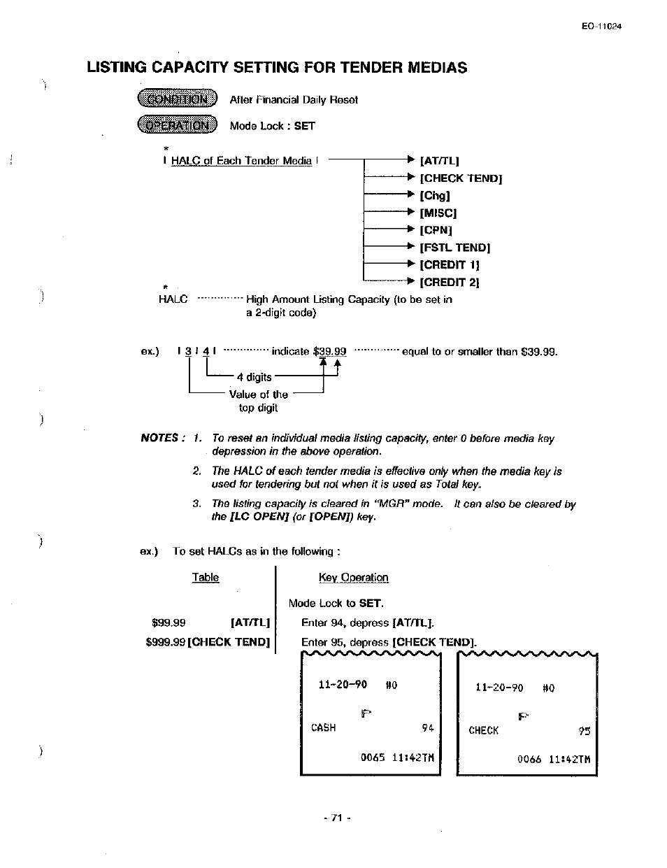 Listing capacity setting for tender medias | Toshiba TEC MA-1600-100 User Manual | Page 141 / 157