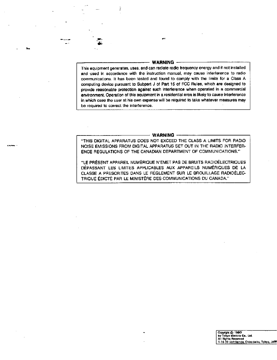 Warning | Toshiba TEC MA-1600-100 User Manual | Page 2 / 157