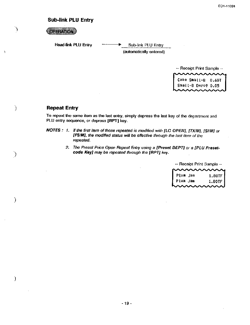 Sub-link plu entry, Repeat entry | Toshiba TEC MA-1600-100 User Manual | Page 25 / 157