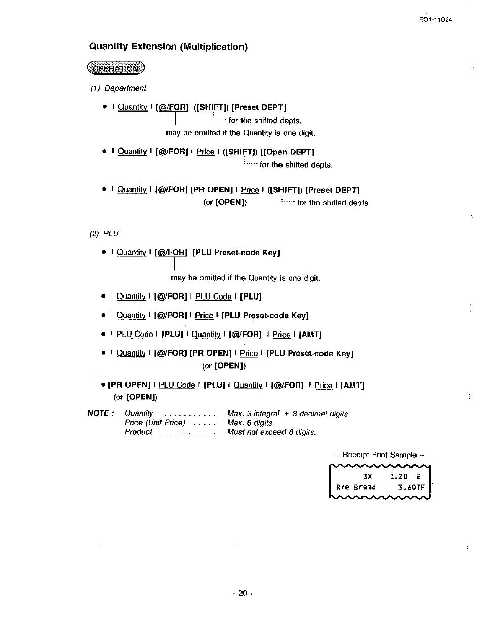 Quantity extension (multiplication) | Toshiba TEC MA-1600-100 User Manual | Page 26 / 157