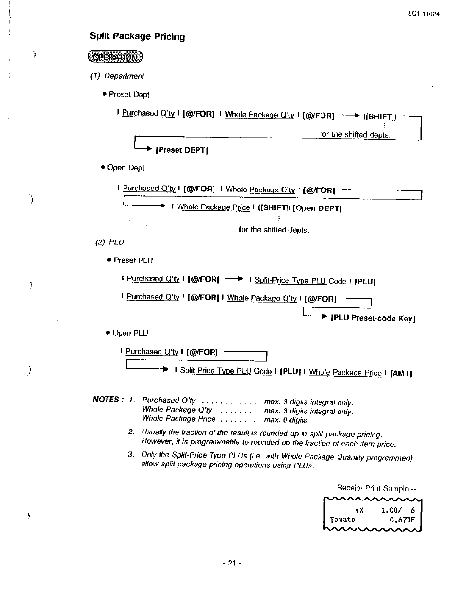 Split package pricing | Toshiba TEC MA-1600-100 User Manual | Page 27 / 157