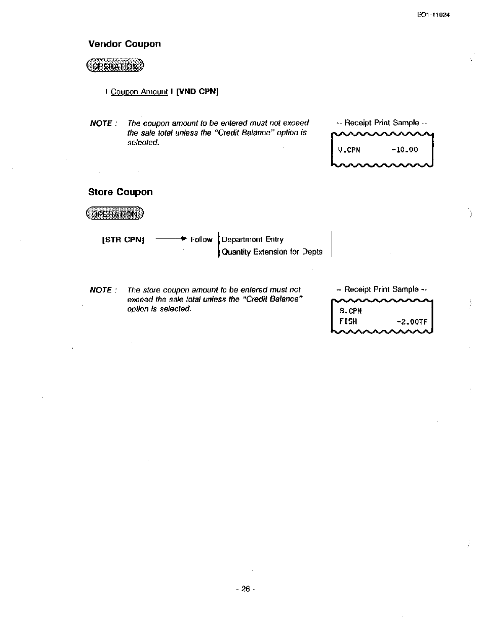 Vendor coupon, Store coupon | Toshiba TEC MA-1600-100 User Manual | Page 32 / 157