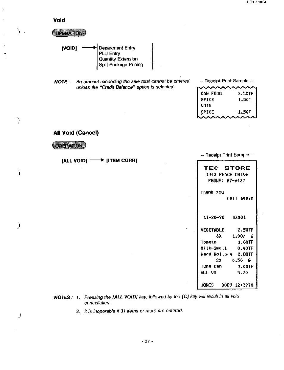 Void, All void (cancel) | Toshiba TEC MA-1600-100 User Manual | Page 33 / 157