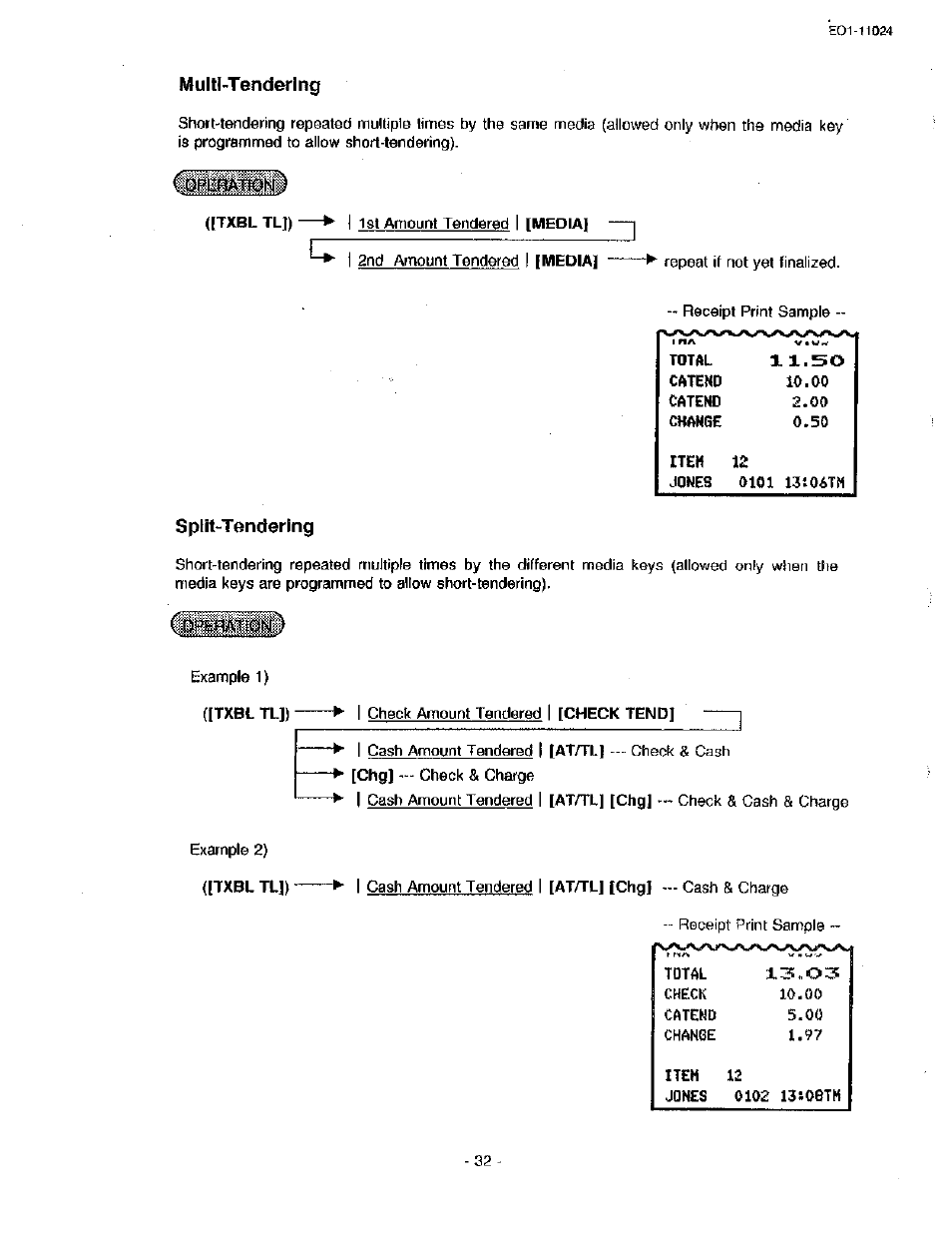 Multl-tendering, Split-tendering | Toshiba TEC MA-1600-100 User Manual | Page 38 / 157