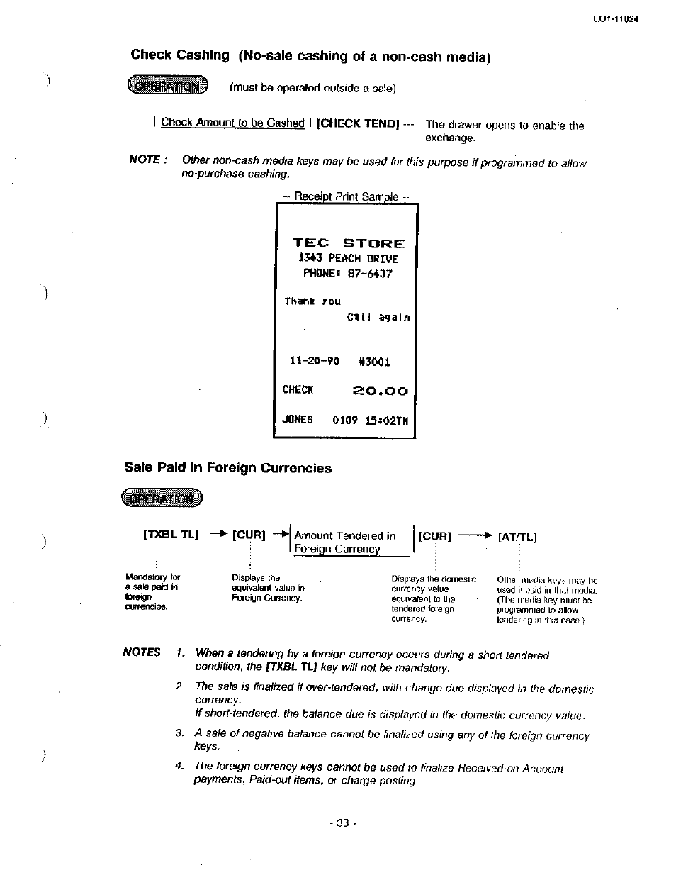 Thank rou, Sale paid in foreign currencies | Toshiba TEC MA-1600-100 User Manual | Page 39 / 157