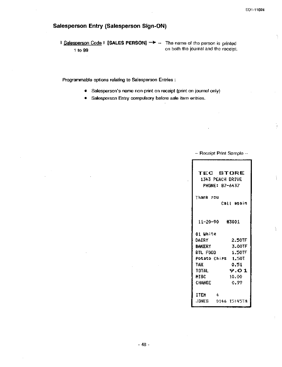 Salesperson entry (salesperson sign-on) | Toshiba TEC MA-1600-100 User Manual | Page 54 / 157