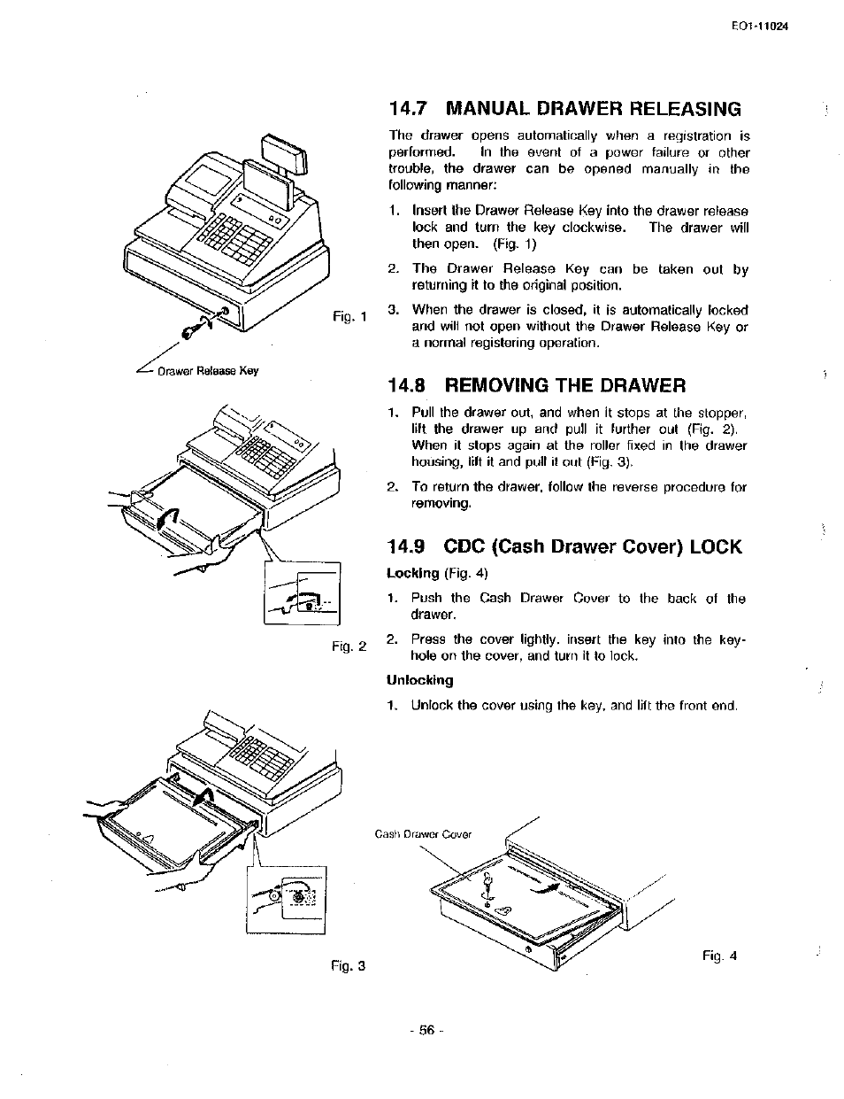 7 manual drawer releasing, 8 removing the drawer, 9 cdc (cash drawer cover) lock | Toshiba TEC MA-1600-100 User Manual | Page 64 / 157