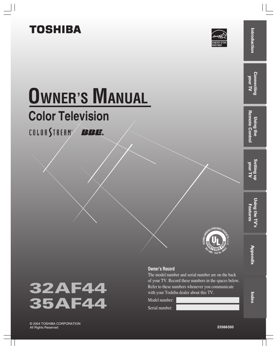 Toshiba 32AF44 User Manual | 48 pages