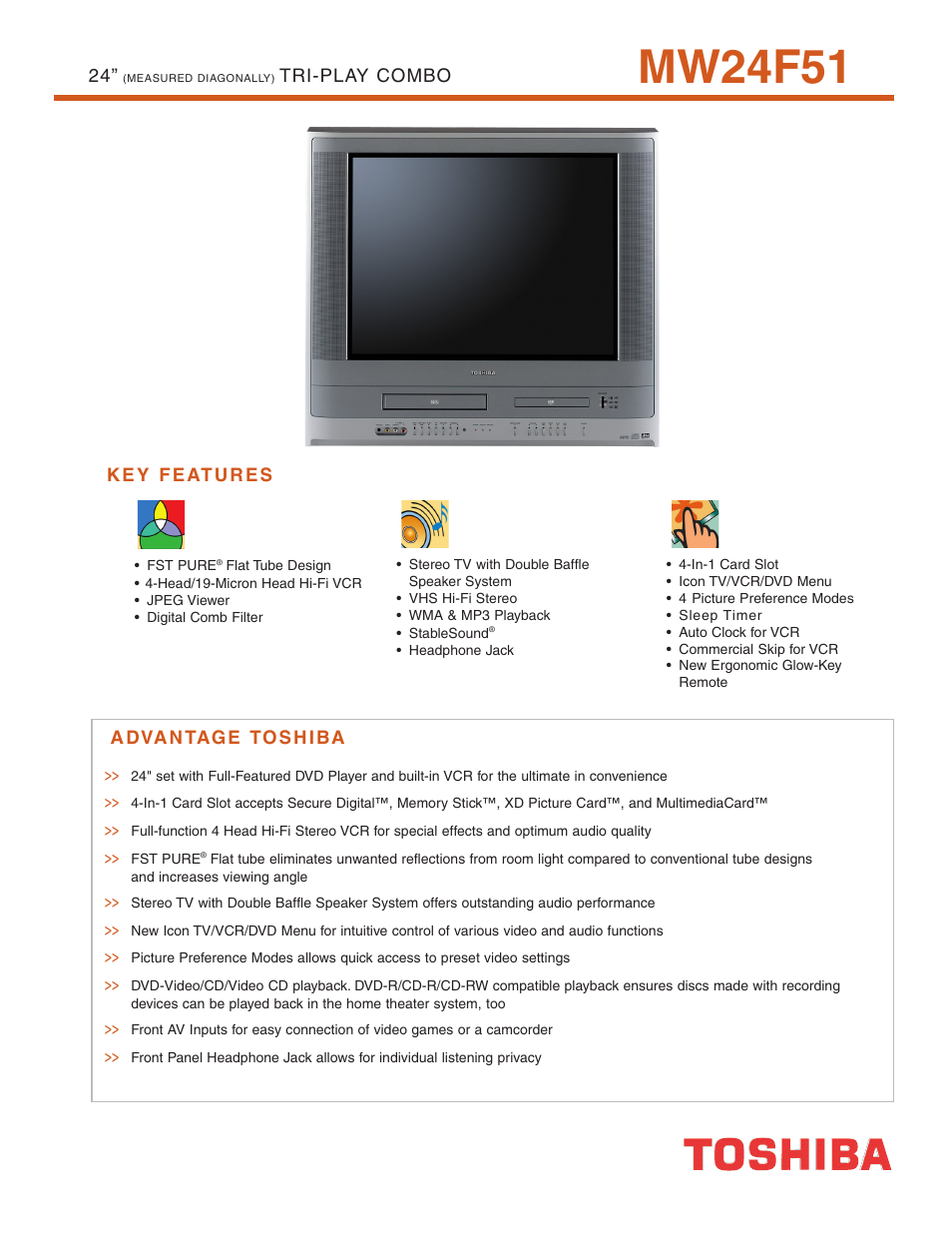 Toshiba MW24F51 User Manual | 2 pages