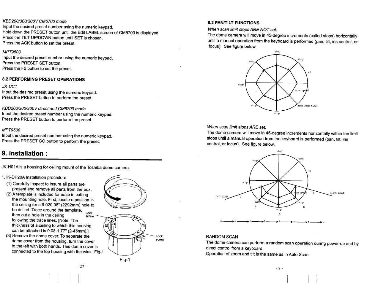 Installation, Instaliation | Toshiba IK-DP20A User Manual | Page 28 / 36