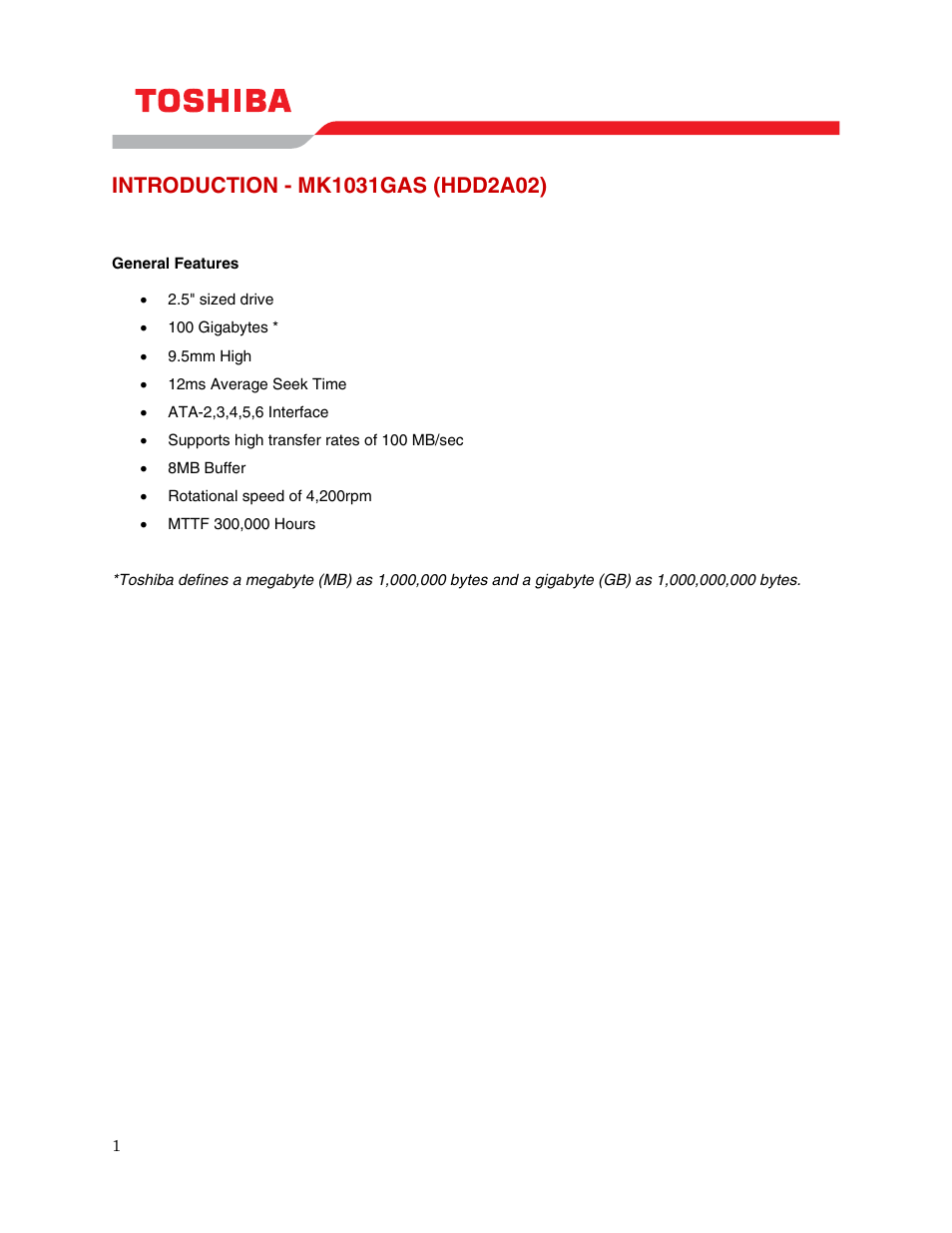 Introduction - mk1031gas (hdd2a02) | Toshiba HDD2A02 User Manual | Page 3 / 11