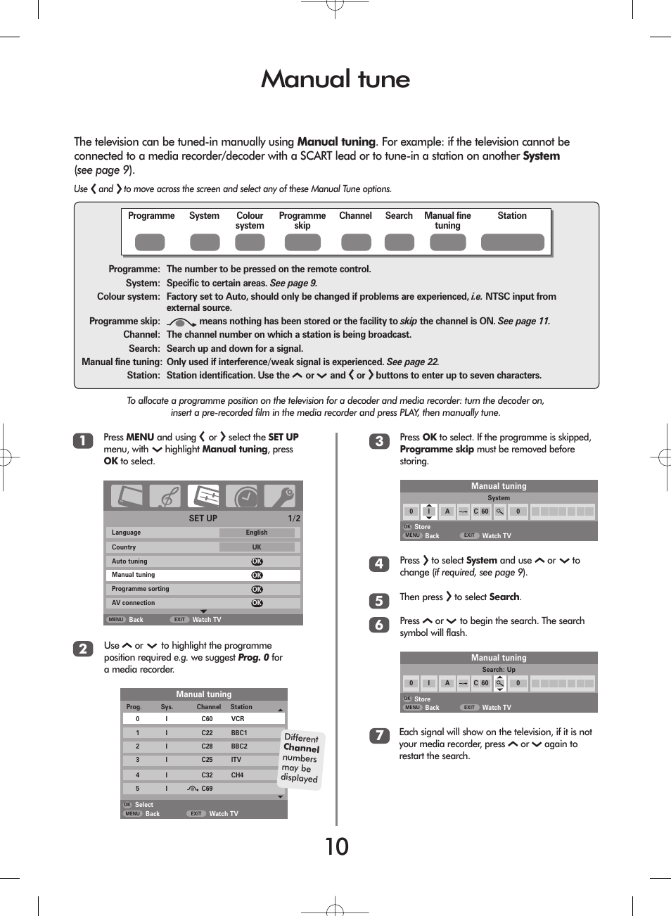 Manual tune | Toshiba 27WL56 Series User Manual | Page 10 / 24