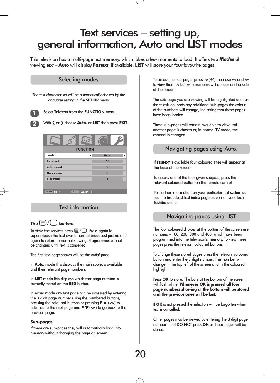 Toshiba 27WL56 Series User Manual | Page 20 / 24