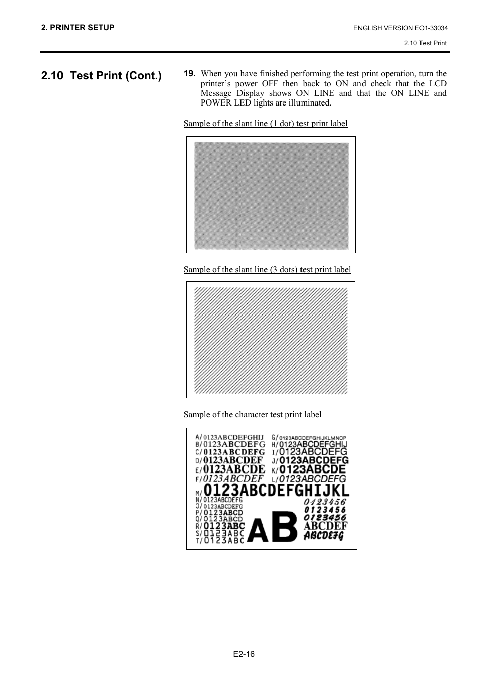 10 test print (cont.) | Toshiba B-SX4T Series User Manual | Page 26 / 54