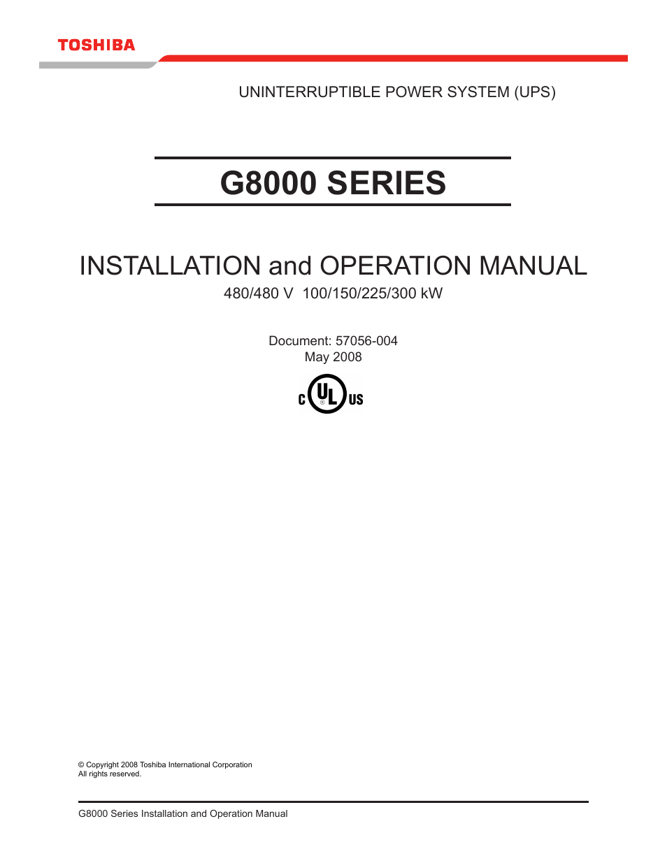 G8000 series, Installation and operation manual | Toshiba G8000 User Manual | Page 3 / 79