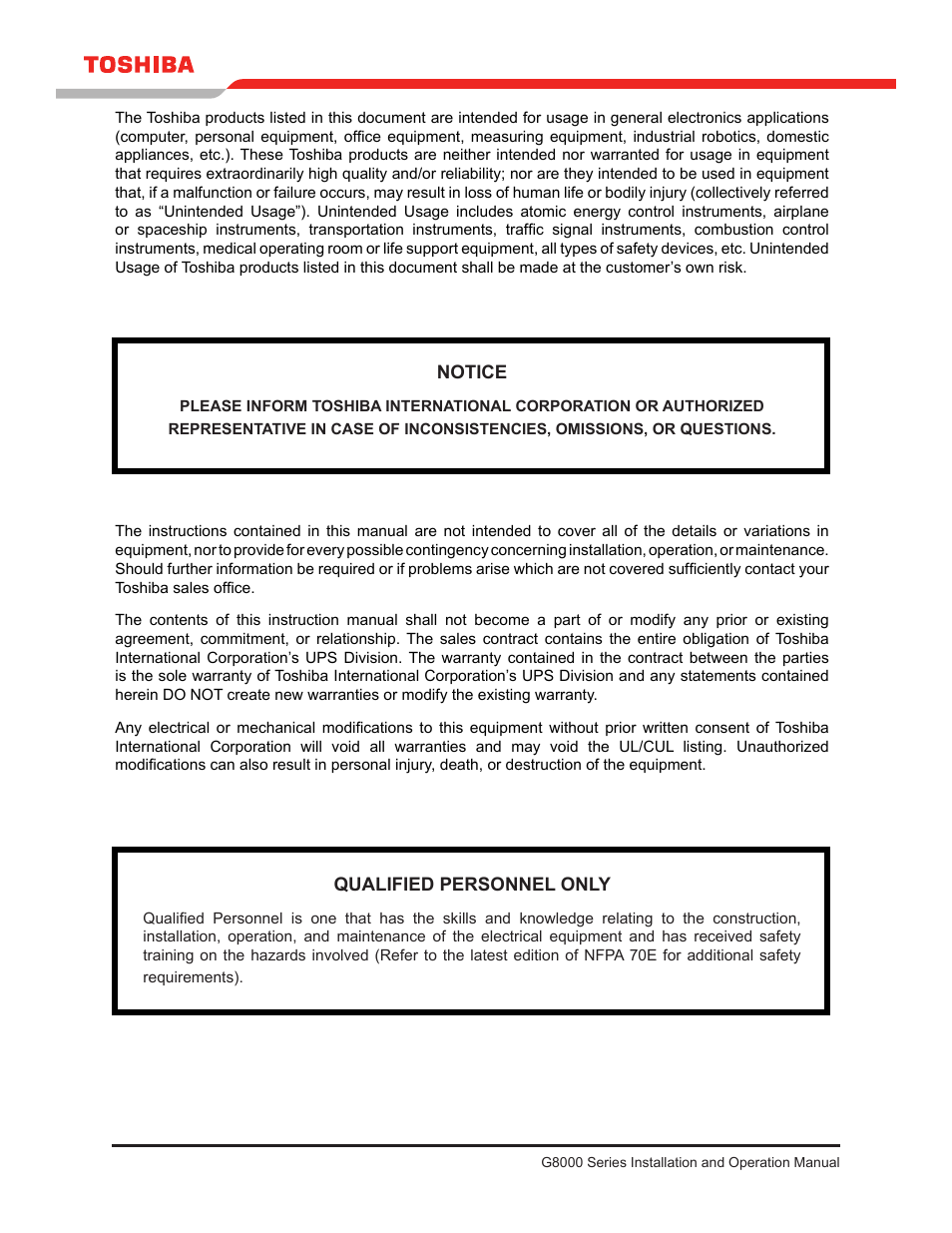 Toshiba G8000 User Manual | Page 4 / 79