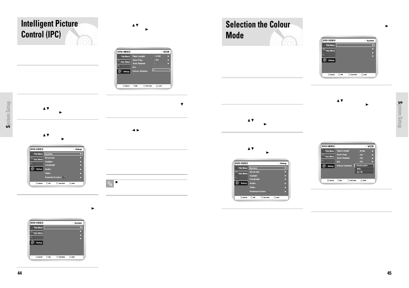 Intelligent picture control (ipc), Selection the colour mode | Toshiba D-VR3SG User Manual | Page 23 / 56