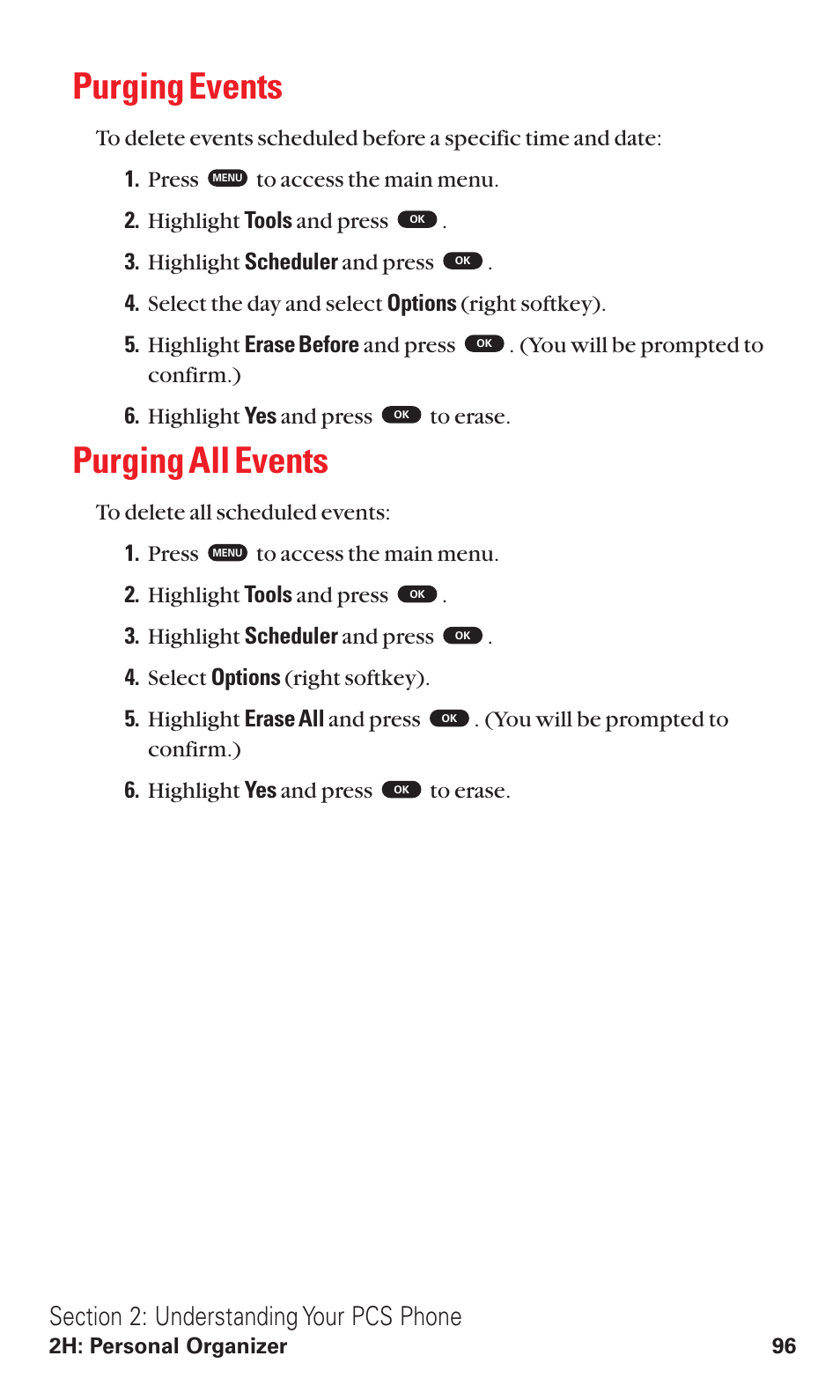 Purging events, Purging all events | Toshiba VM4050 User Manual | Page 107 / 249