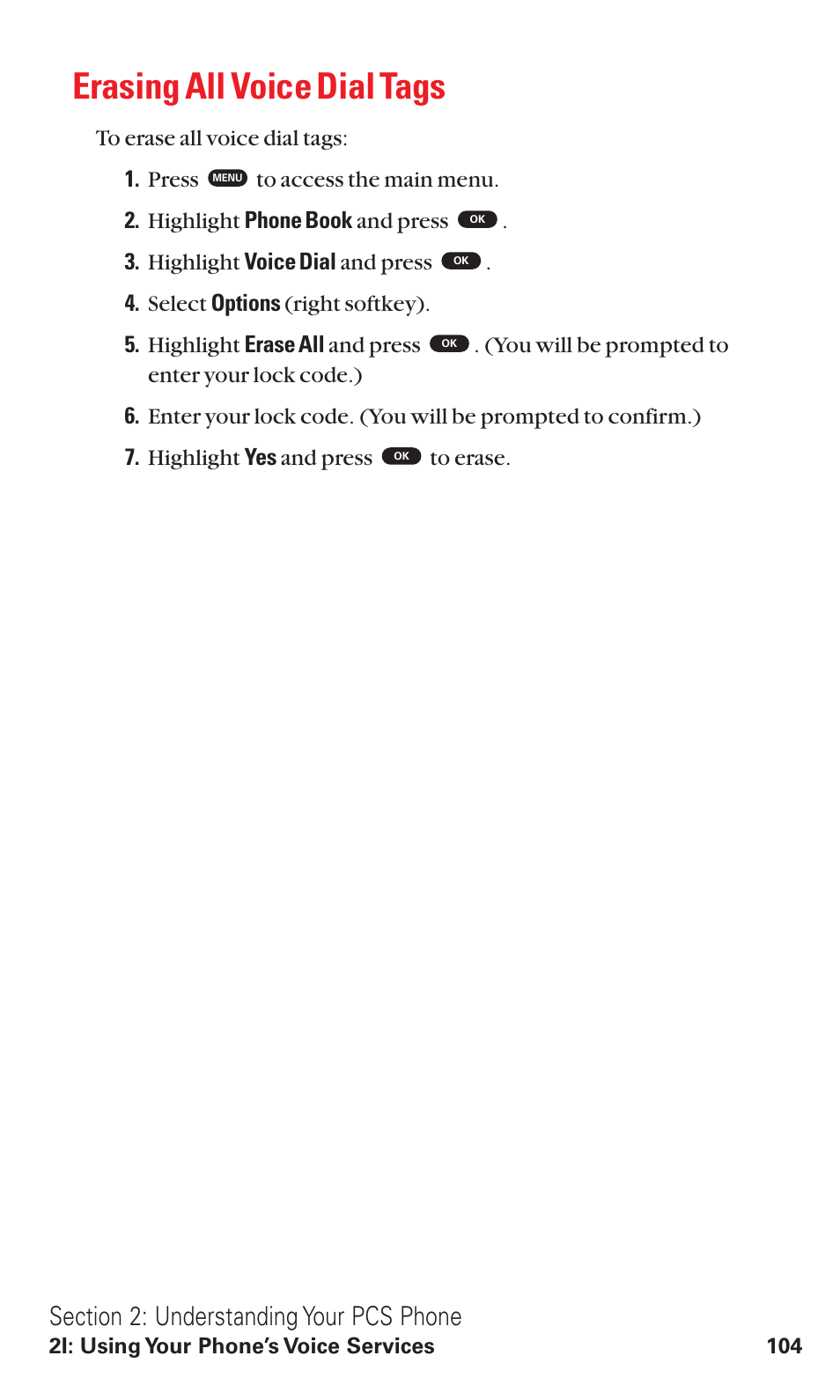 Erasing all voice dial tags | Toshiba VM4050 User Manual | Page 115 / 249